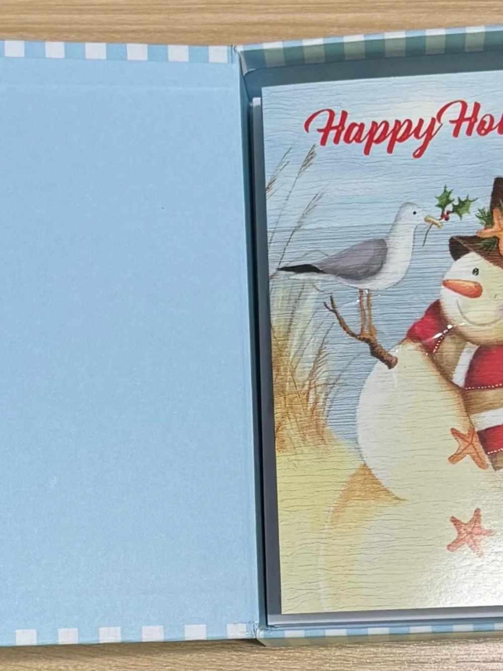 Holiday Beachy Snowman Greeting Card - Happy Holidays